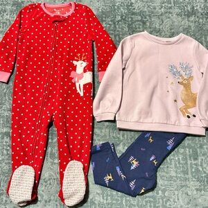 TODDLER Carters Christmas Reindeer Bundle | Size 18-24 months